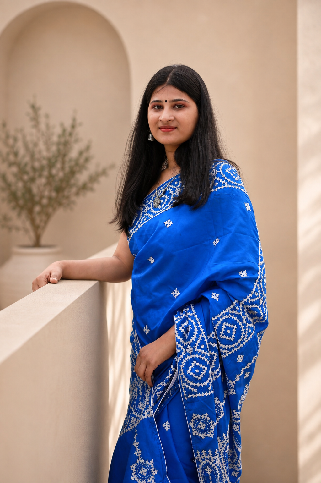 Blended Bangalore Silk with Gujrati Kutch Work Sarees