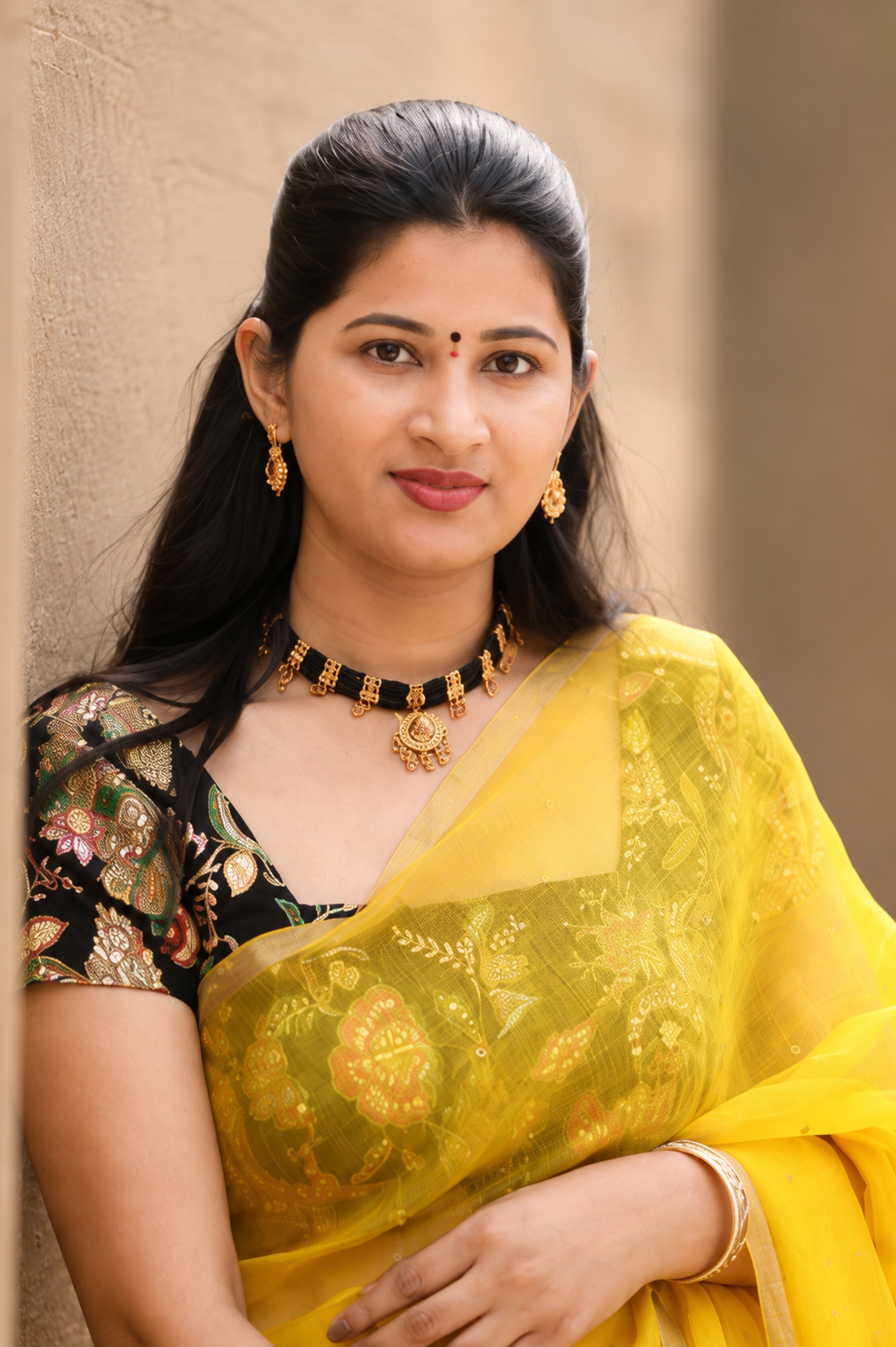 Muslin Silk Yellow Saree